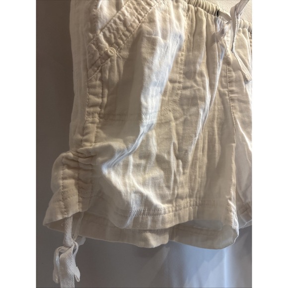 Roz&Ali Shorts Womens 10 White Casual Shorts Drawstring Roll Tab Rouching Sides - Picture 2 of 8